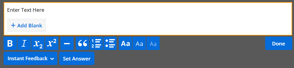 Editing a Fill in the Blanks panel from the lesson