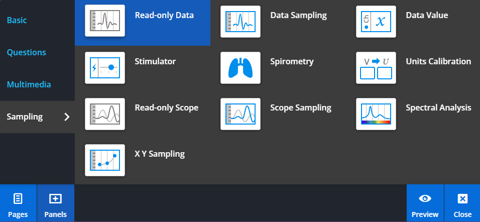Adding a Read-only Data panel from the Panels menu