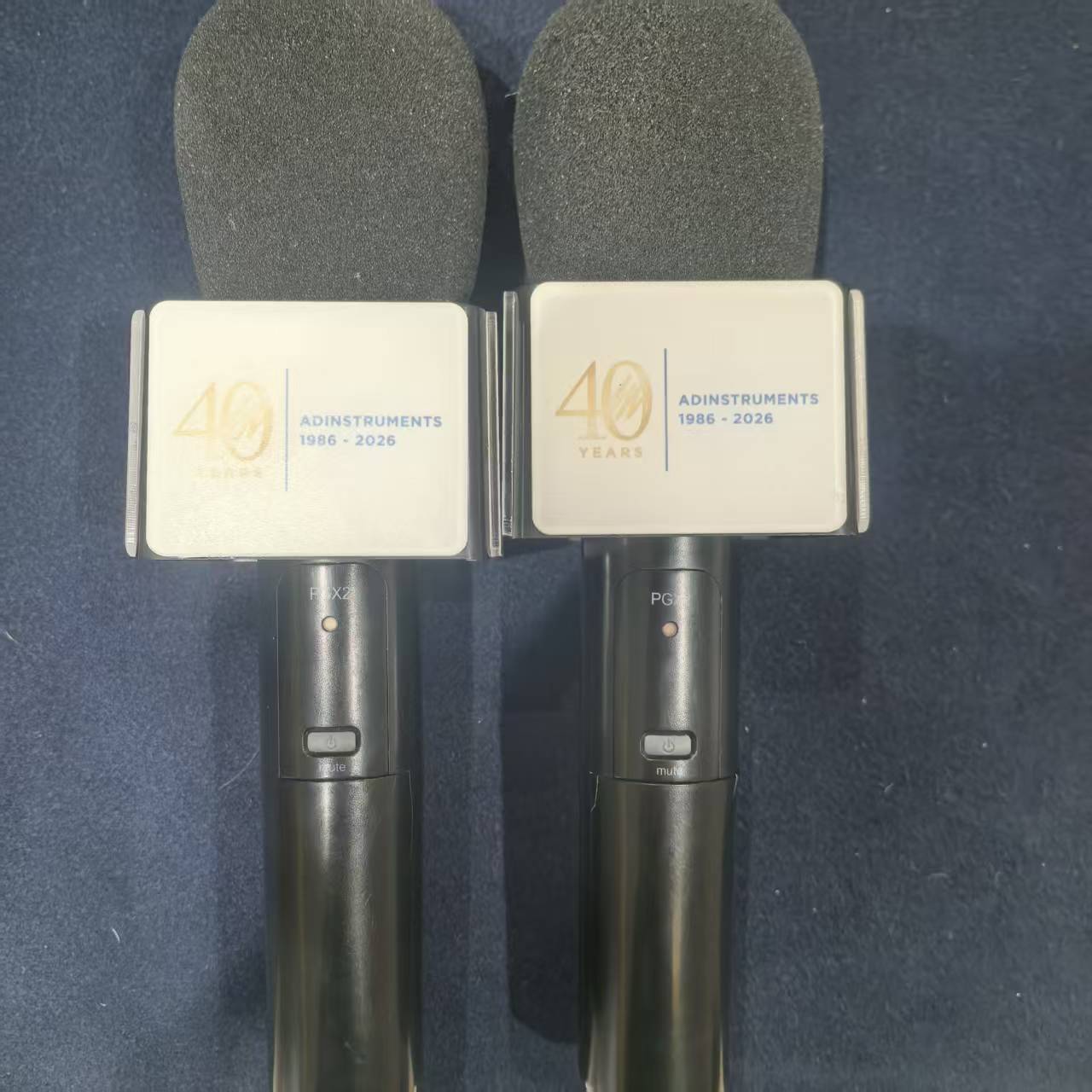 Branded microphones at the China 40th anniversary event