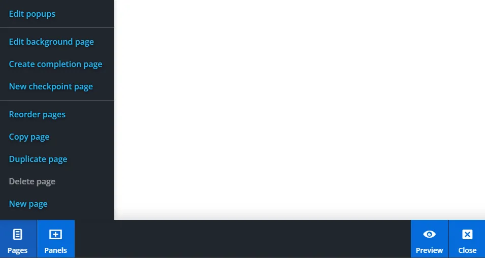 Screenshot of the dialog box for inserting a completion page into a lesson in Lt