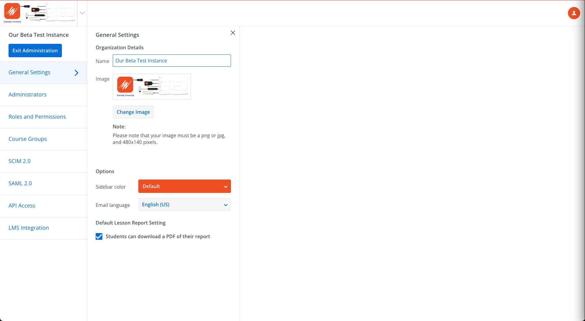 Lt Instance Administration: General Settings image