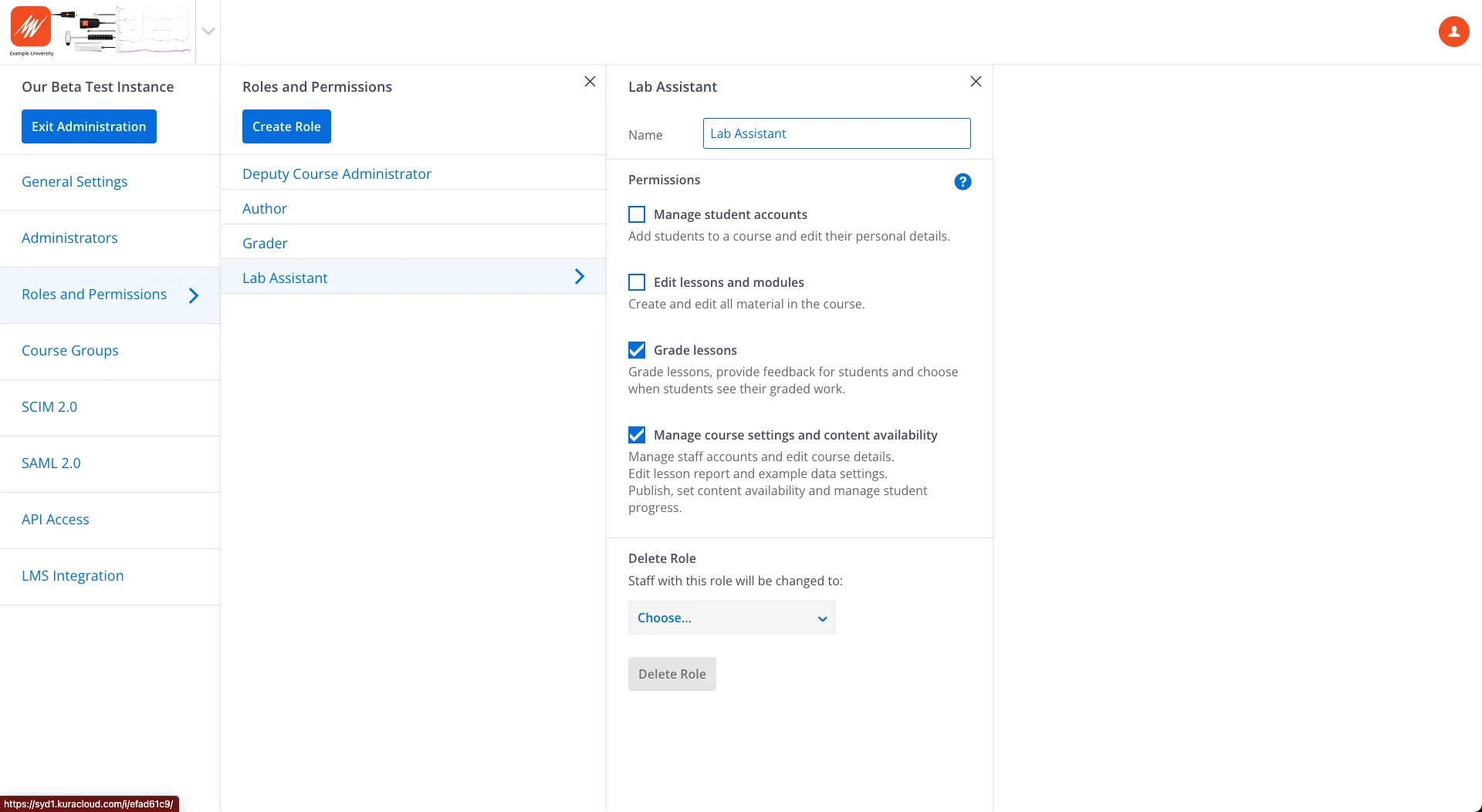 Lt Instance Administration: Roles and Permissions menu image