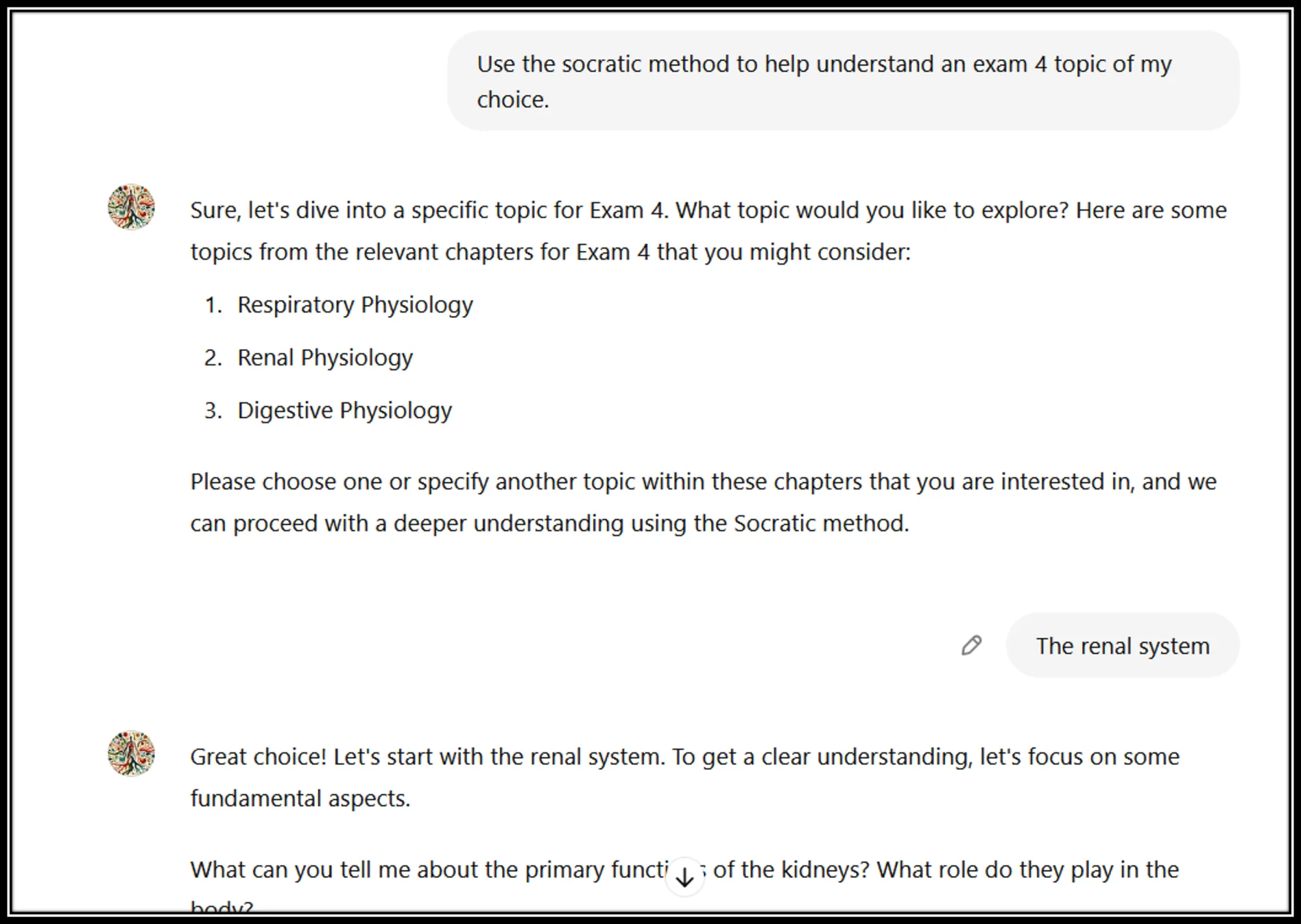 PhysioWhiz Example Conversation