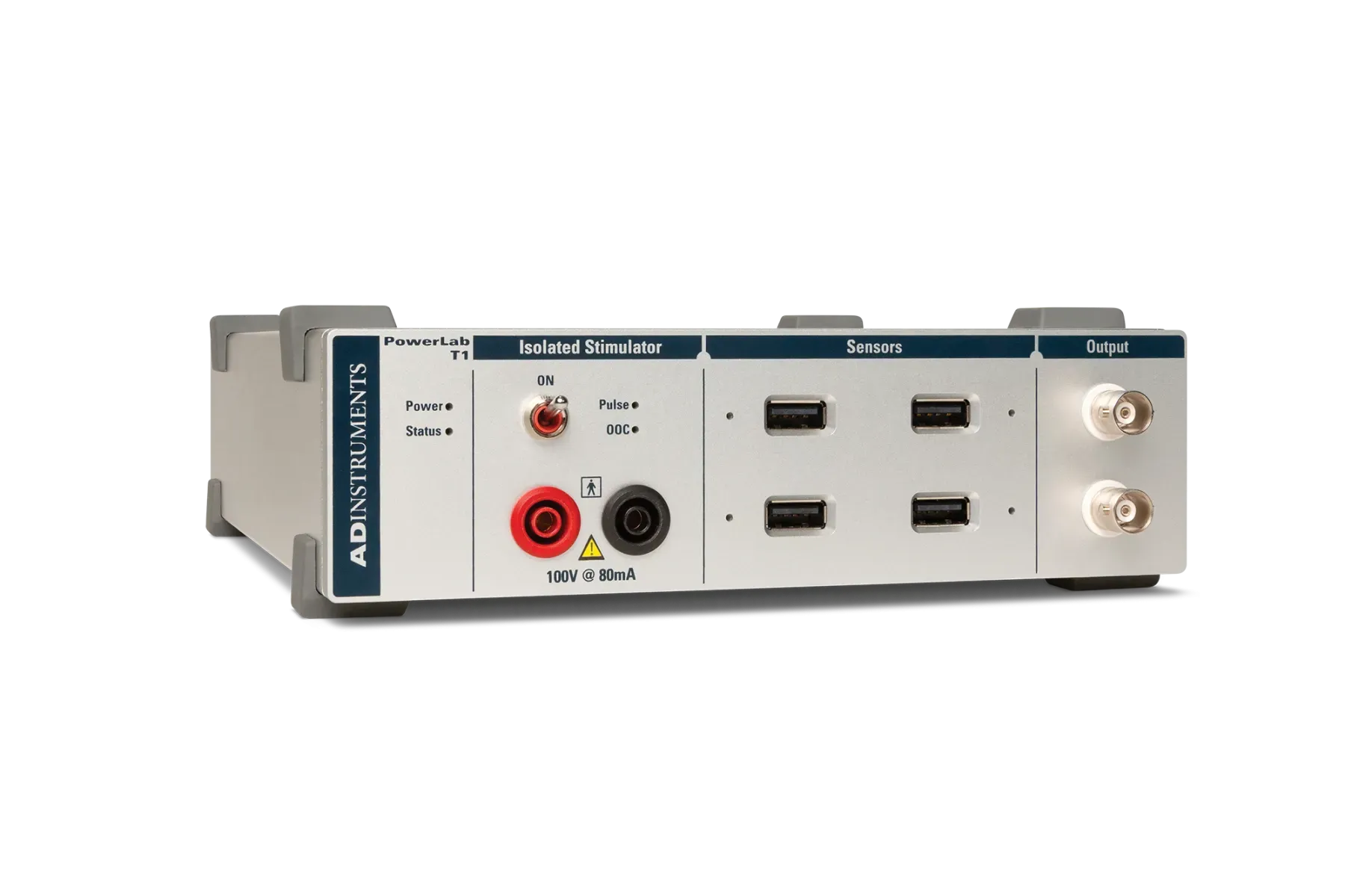 PowerLab T1 providing precise synchronisation of multiple sensors, flexible system expansion, and human-safe electrical stimulation with LabChart 9.