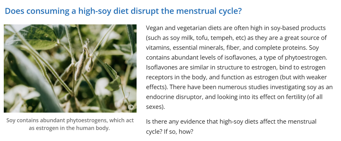 A screenshot of an optional question in the lab Extension, which is "Does consuming a high-soy diet disrupt the menstrual cycle?".