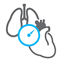 An icon of a heart and lungs with the pressure gauge