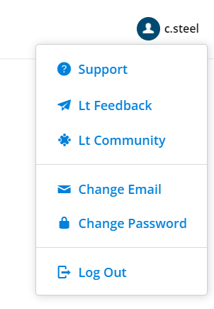 Screenshot of the Lt feedback portal.